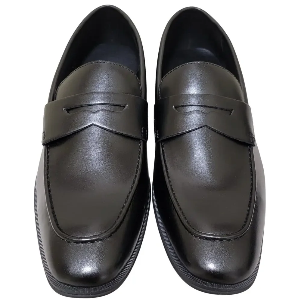 Alfani Men Penny PU Slip On Penny Loafers Size US 8.5M Black Faux Leather
